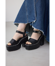 【堀田茜さん着用アイテム】ステッチデザインプラットフォームサンダル