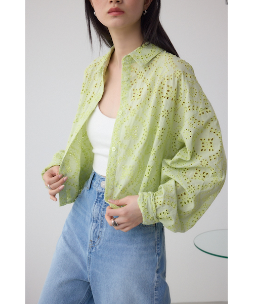 レースクロップドシャツ　BECOMETREE レースクロップドシャツ BECOMETREE