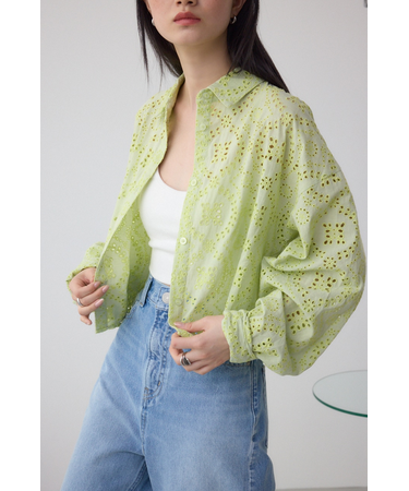 コットンレースクロップドシャツ