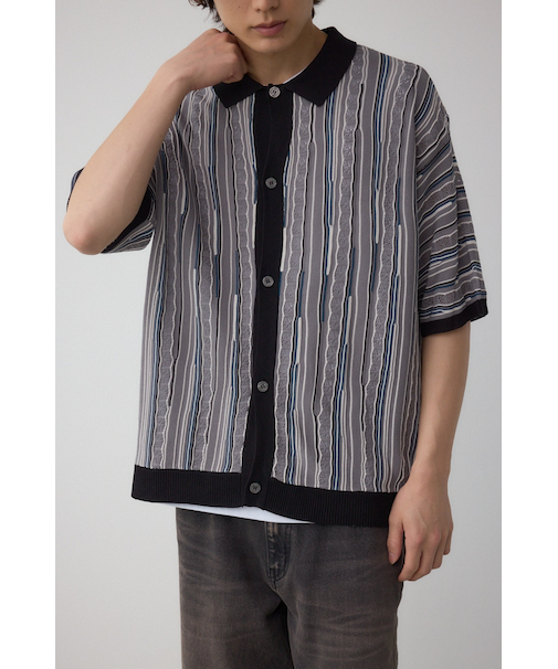 ポロ襟クージーニットトップス