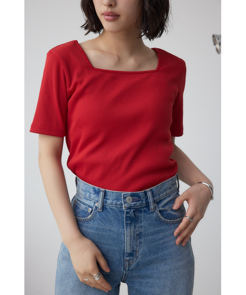 2WAYドライタッチリブトップス