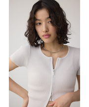 Wジップショートスリーブ配色リブプルオーバー