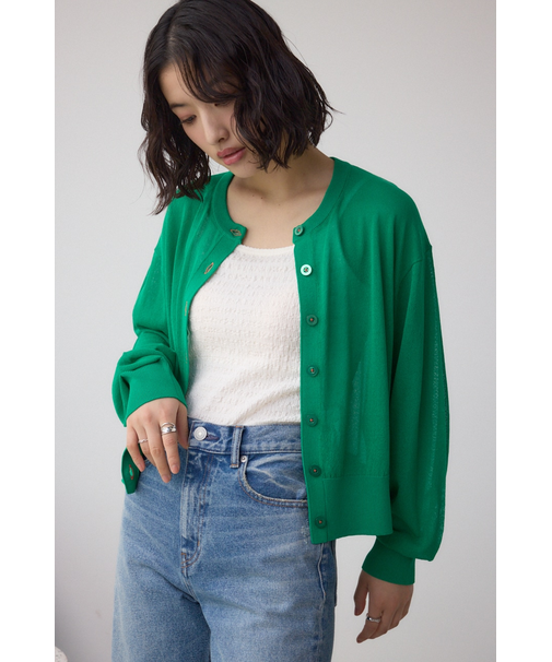 シアークルーネックカーディガン