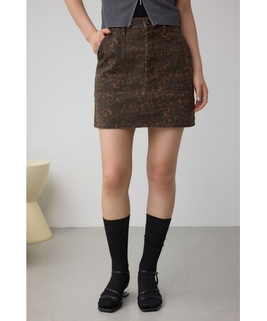 AZUL DENIM レオパードミニスカート