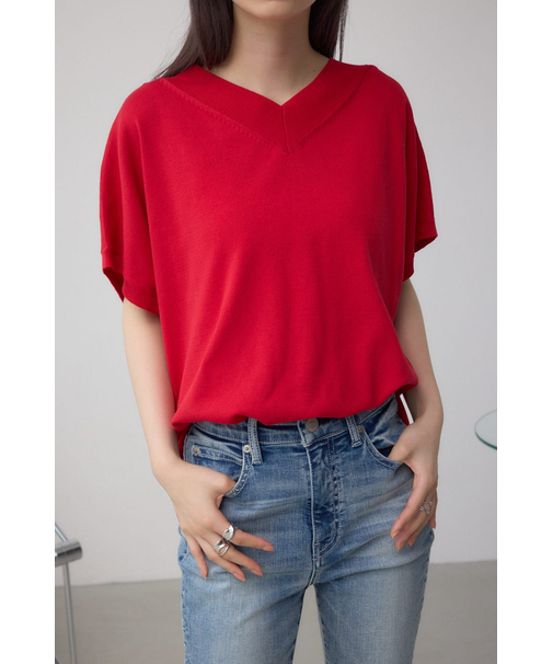 Vネックワイドルーズニット