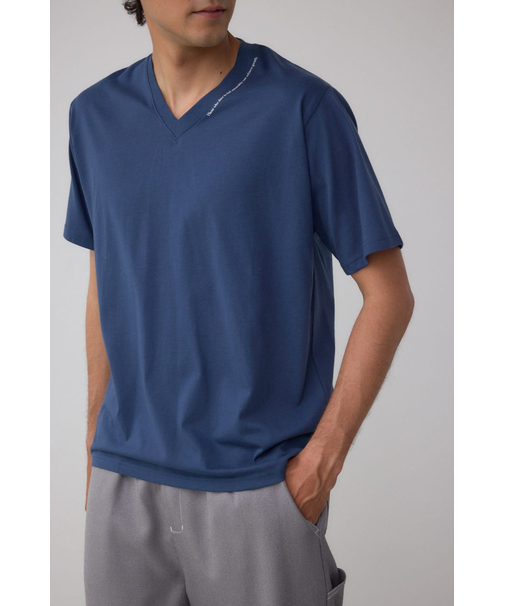 AZコットン VネックロゴTシャツ