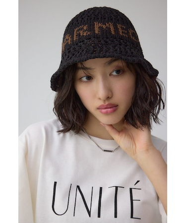 オープンワークニッティングロゴハット