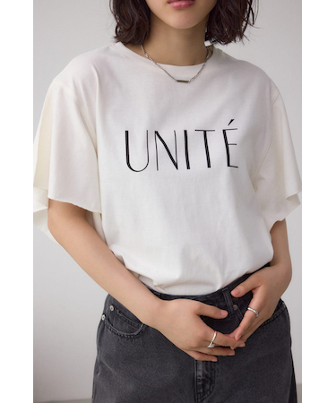 ラッフルスリーブロゴTシャツ