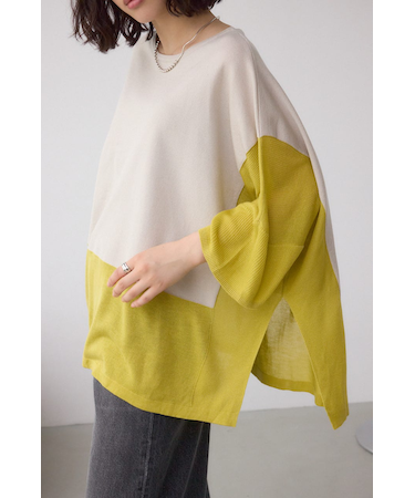 バイカラーワイドルーズニット