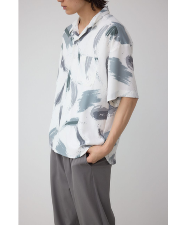 ジョーゼットプリント開襟シャツ