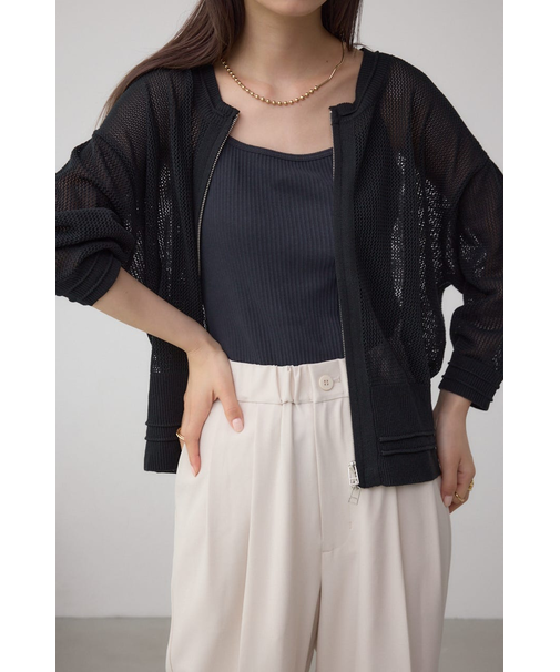 Wジップメッシュニットカーディガン