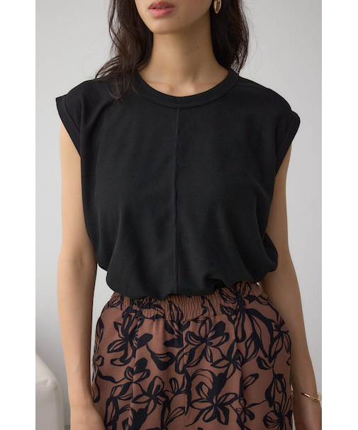 シアーワッフルノースリーブTシャツ