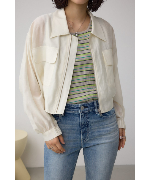 袖ギャザーショートブルゾン