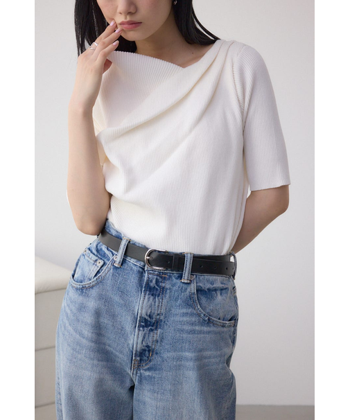 ドレープデザイン5分袖リブニット