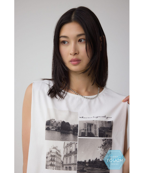 C/T冷感フォトプリントノースリーブTシャツ