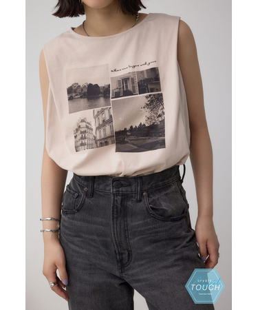 C／T冷感フォトプリントノースリーブTシャツ