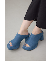 スクエアトゥプラットフォームミュールサンダル