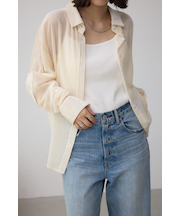 シアーコーデュロイ袖スリットボタンシャツ