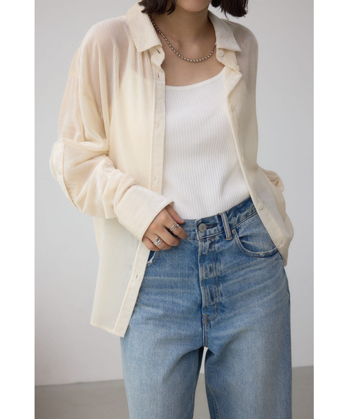 シアーコーデュロイ袖スリットボタンシャツ