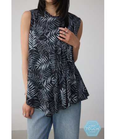 C／T冷感アシメギャザートップス