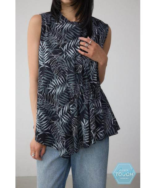 C／T冷感アシメギャザートップス