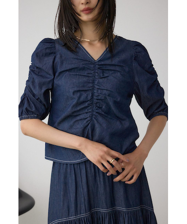 フロントギャザースリーブブラウス