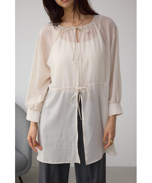 前後2WAY5分袖前リボンブラウス