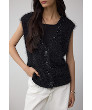 ラメフェザーVネックニットベスト