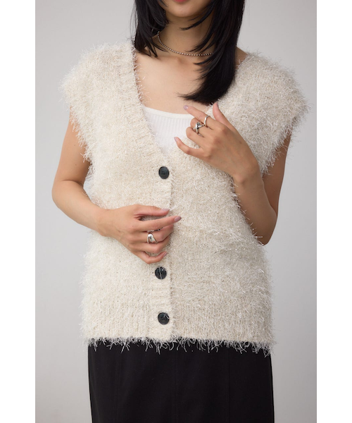 mediam Lame Feather Bare topラメニットビスチェ mediam lame Feather Bare top ラメ ニット ビスチェ