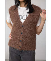 ラメフェザーVネックニットベスト