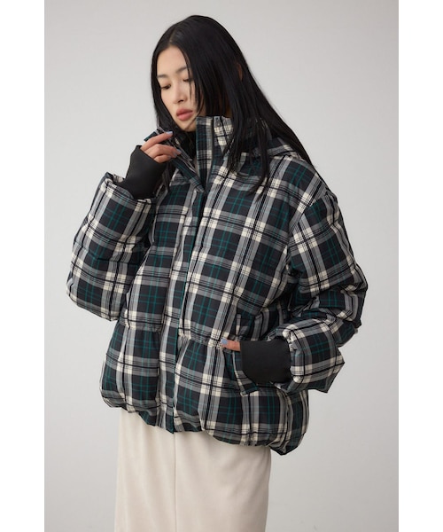 B-HEAT フード付き中綿チェックジャケット｜アズールバイマウジーの