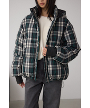 B-HEAT フード付き中綿チェックジャケット