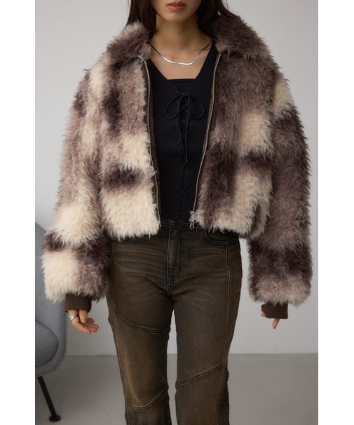 【堀田茜さん着用アイテム】カーリーボアショートブルゾン