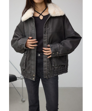 ビンテージフェイクレザーシングルブルゾン