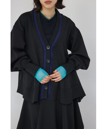 【PLUS】レイヤードペプラムニットカーディガン