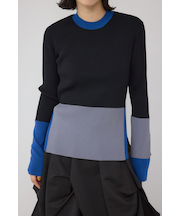 【PLUS】カラーブロッキングリブニット