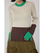 【PLUS】カラーブロッキングリブニット