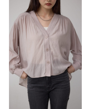 リブ付きシャツカーディガン