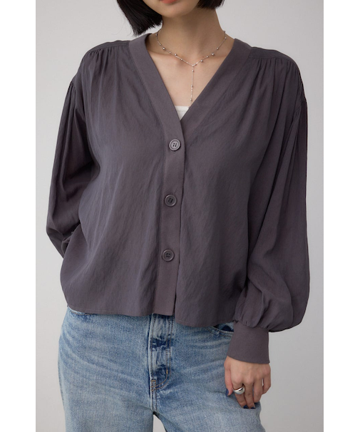 リブ付きシャツカーディガン