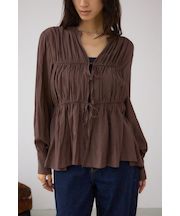 フロントリボン長袖シャツカーディガン