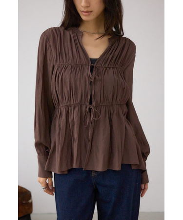 フロントリボン長袖シャツカーディガン