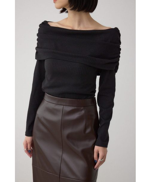 オフショルダーロングスリーブカットトップス