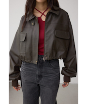 フェイクレザーショートブルゾン