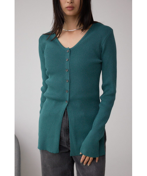 Vネックリブニットカーディガン