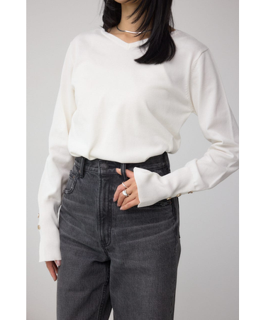 格上げ 2WAYボタンデザインニット