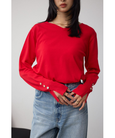 格上げ 2WAYボタンデザインニット