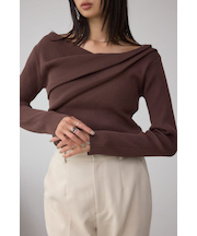 ドレープ長袖ニットトップス