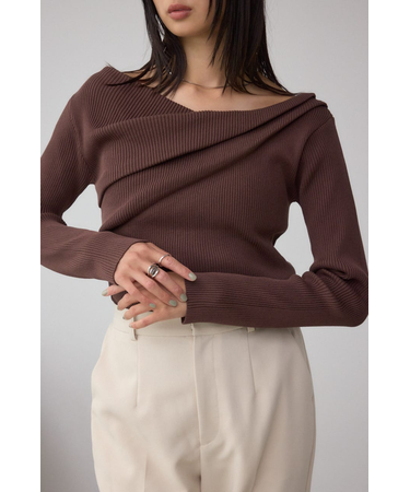 ドレープ長袖ニットトップス