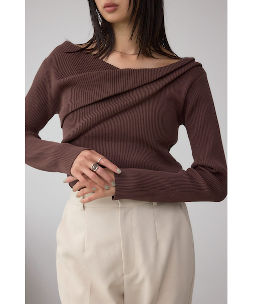 ドレープ長袖ニットトップス