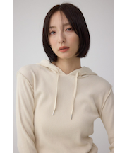 ダメージフーディーリブトップス